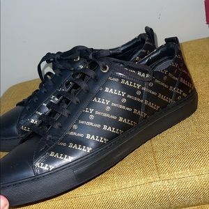 Black/Gold Calf Printed Bally Sneakers